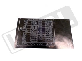 TABLICZKA ZNAMIONOWA HOMOLOGACJI EU LR032368GEN