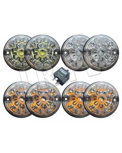 Zestaw lamp i kierunkowskazów 73 mm LED clear SIII / Defender do 1995 - DA1191