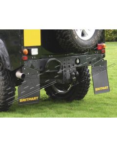 Chlapacz tył para z logo żółtym Britpart podciety pod wydech Defender 90 - DA4531