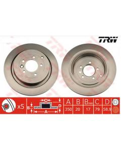 Tarcza hamulcowa tył Discovery 3 (4,4 EFI) / Discovery 4 (5,0 V8 / 3,0 diesel) / RR Sport / RR Sport od 2010 - SDB000646TRW